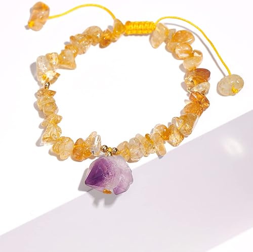 Miniatura 4 de Jewever Chip Reiki - Pulsera de cristal de cuarzo rosa con amatista cruda para mujer, cristales curativos y piedras preciosas para yoga, meditación