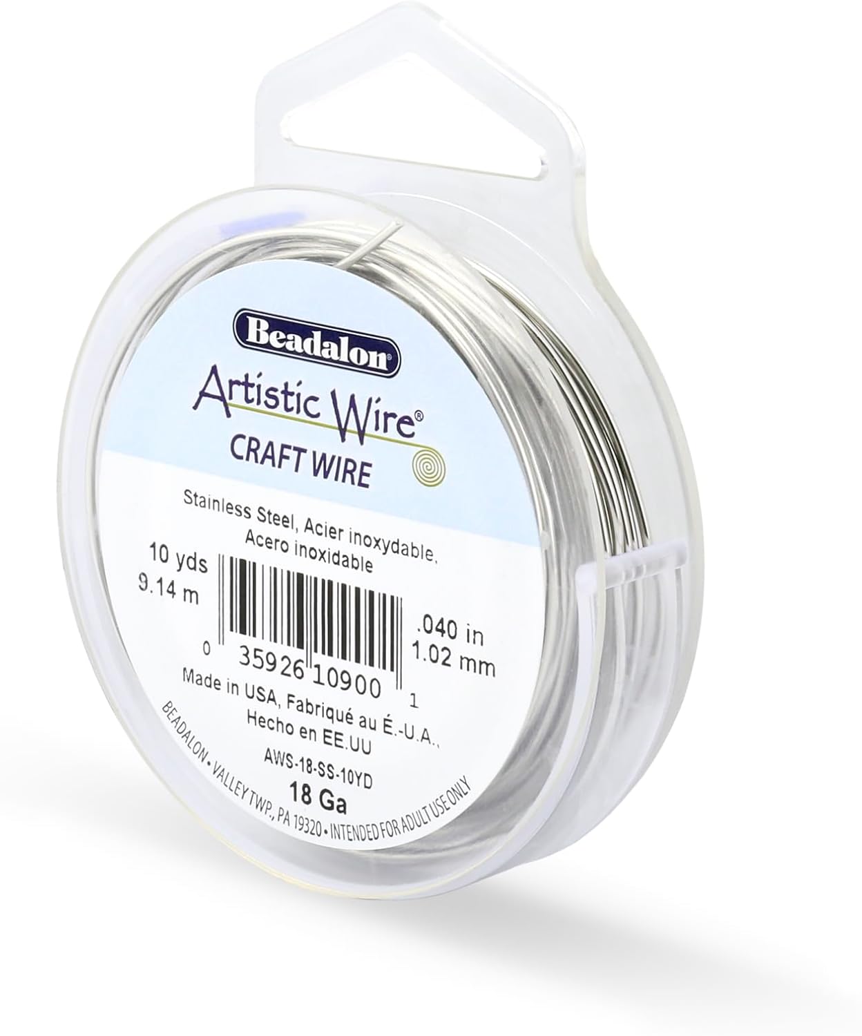 Artistic Wire, 18 Gauge Stainless Steel Craft Wire, 10 yd