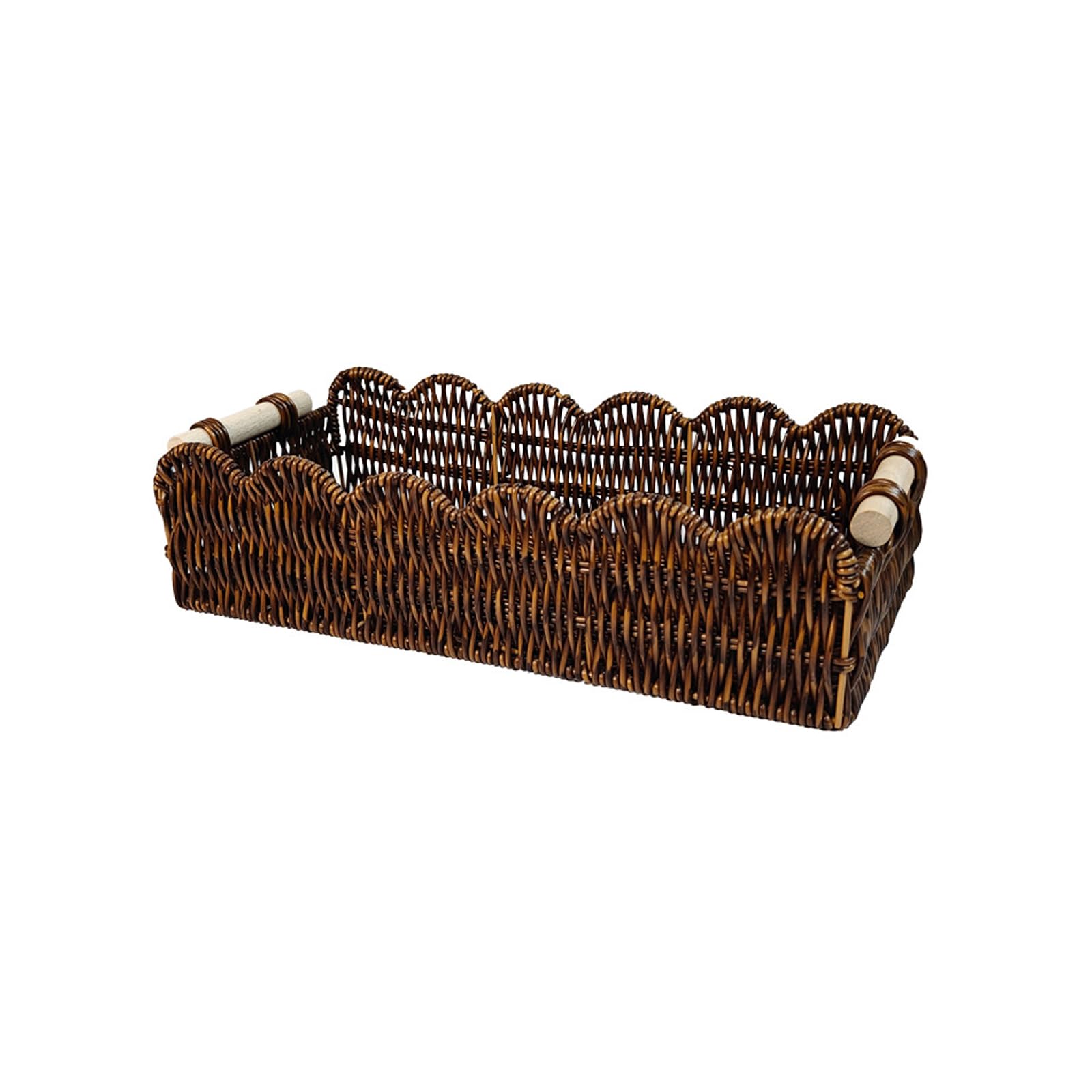 Decorative Serving Basket Tray Plastics Organizer with Double Handles for Dining Table Fruit Bread and Pantries Sorting Bin