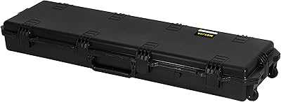 MEIJIA Portable Rolling Waterproof All Weather Rifle Hard Case with Wheels,Customizable Fit Foam Inserted, Elegant Black,53.8