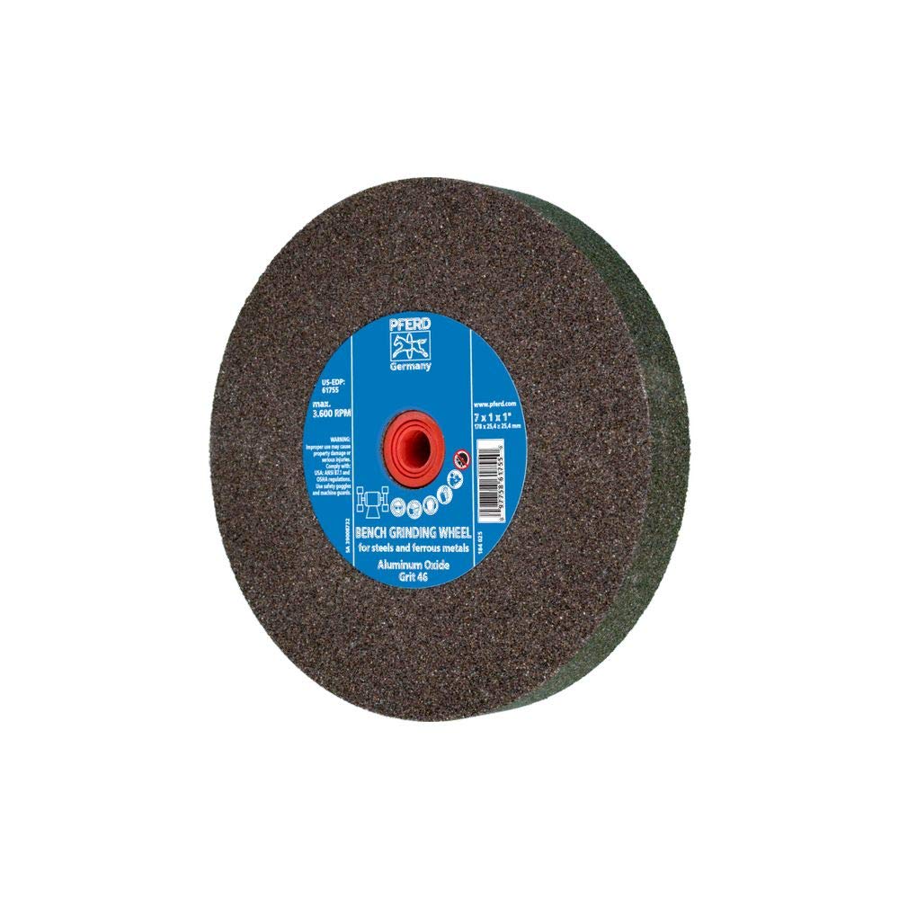 Pferd 61755 banco de la rueda de molienda, óxido de aluminio, 7 cm de diámetro, 4 cm de grosor, 1 "Arbor Agujero, 46 Grit, 3600 máxima rpm