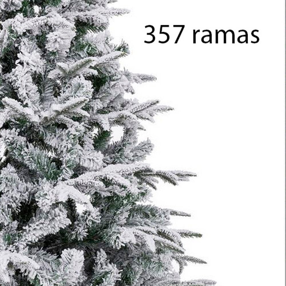 Árbol de Navidad artificial plegable nevado verde y blanco de 150 cm | Diseño compacto y seguro con 357 ramas ignífugas. Muy práctico para salones pequeños que buscan un toque mágico invernal.