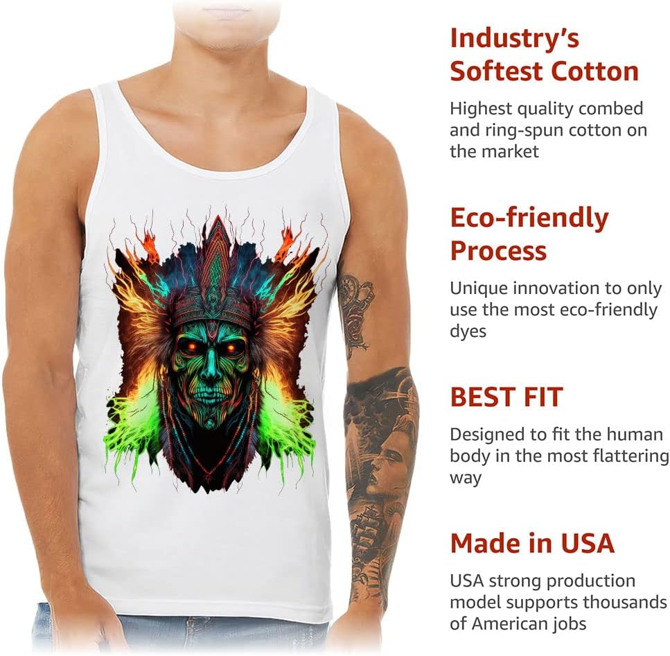 Creepy Shaman Tank - Graphic Workout Tank - Multicolor Jersey Tank