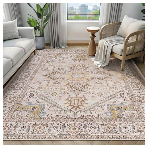 Miljgte Tapis Salon 160x230cm Lavable en Machine Tapis de Salon Antidérapant Rétro Tapis de Chambre Boho Chic pour Salon, Chambre, Bureau & Plus Durable & Écologiqu