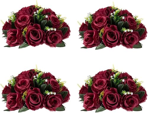 Inweder Esferas de flores de boda para centros de mesa, 2 ramos de flores artificiales, flores falsas para bodas, fiestas de cumpleaños, día de San