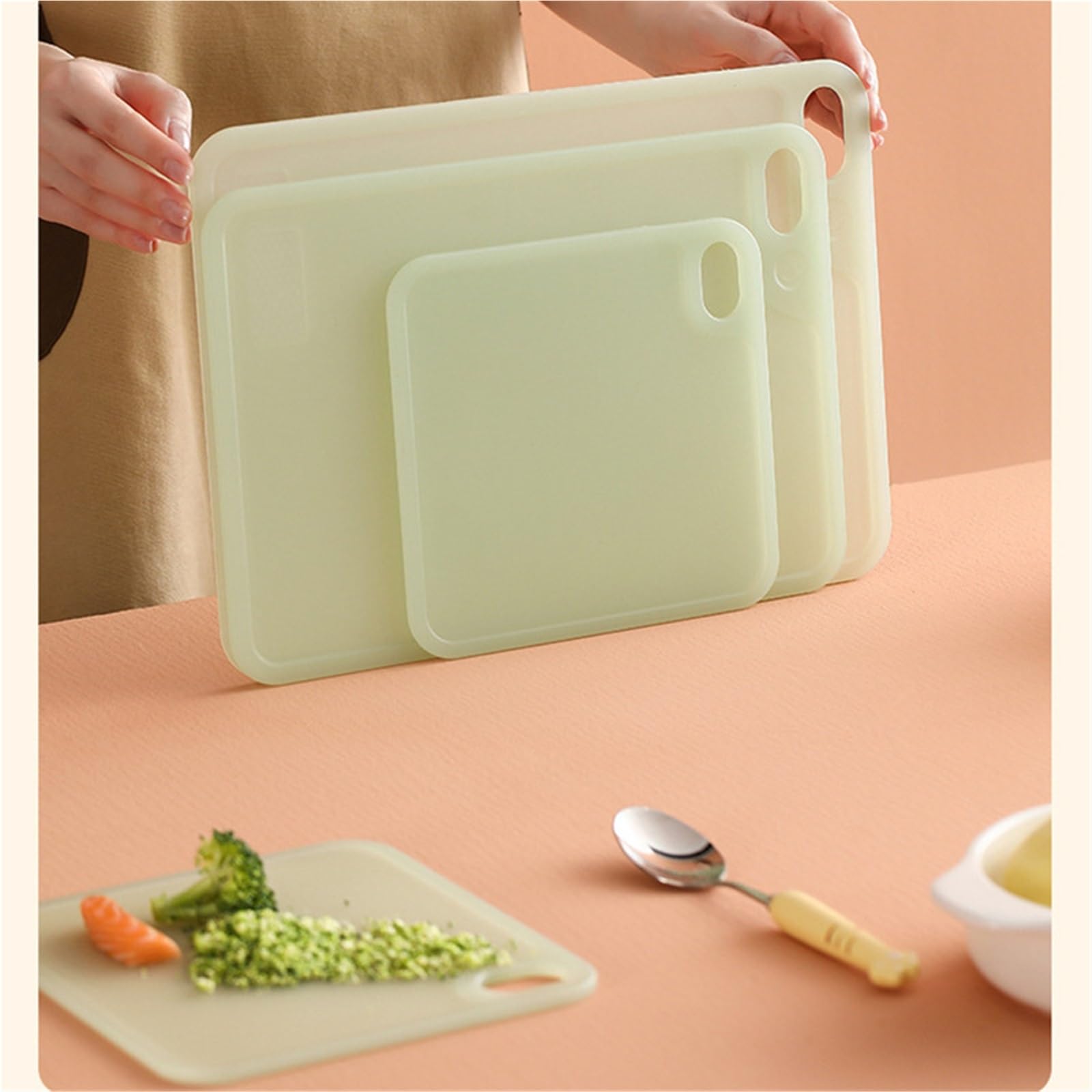 Tabla de cortar de plástico Tabla de cortar doble cara for cocina, hogar, auxiliar, alimentos, sección delgada(Large Chopping Board)