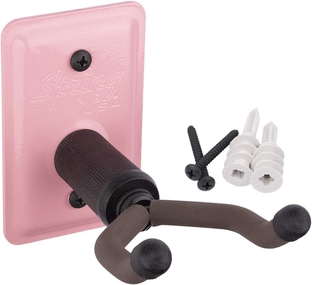 String Swing Ukulele Wall Mount Stand for Mandolin Ukele Banjo – Concert Pineapple Soprano Tenor and Baritone Compatible – Safety Home or Studio Accessories without Case – Pink PCC11UK