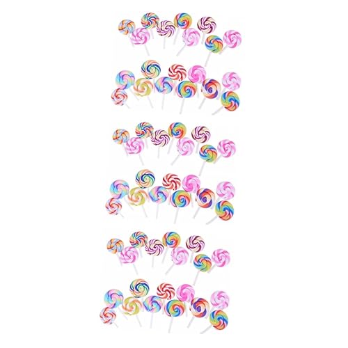INOOMP 60pcs Resin Lollipop Decors Miniature Landscape Decors Boys and Girls Toy Pastel Swirl Pops for - Assorted Colorx3pcs - 5x3cmx3pcs