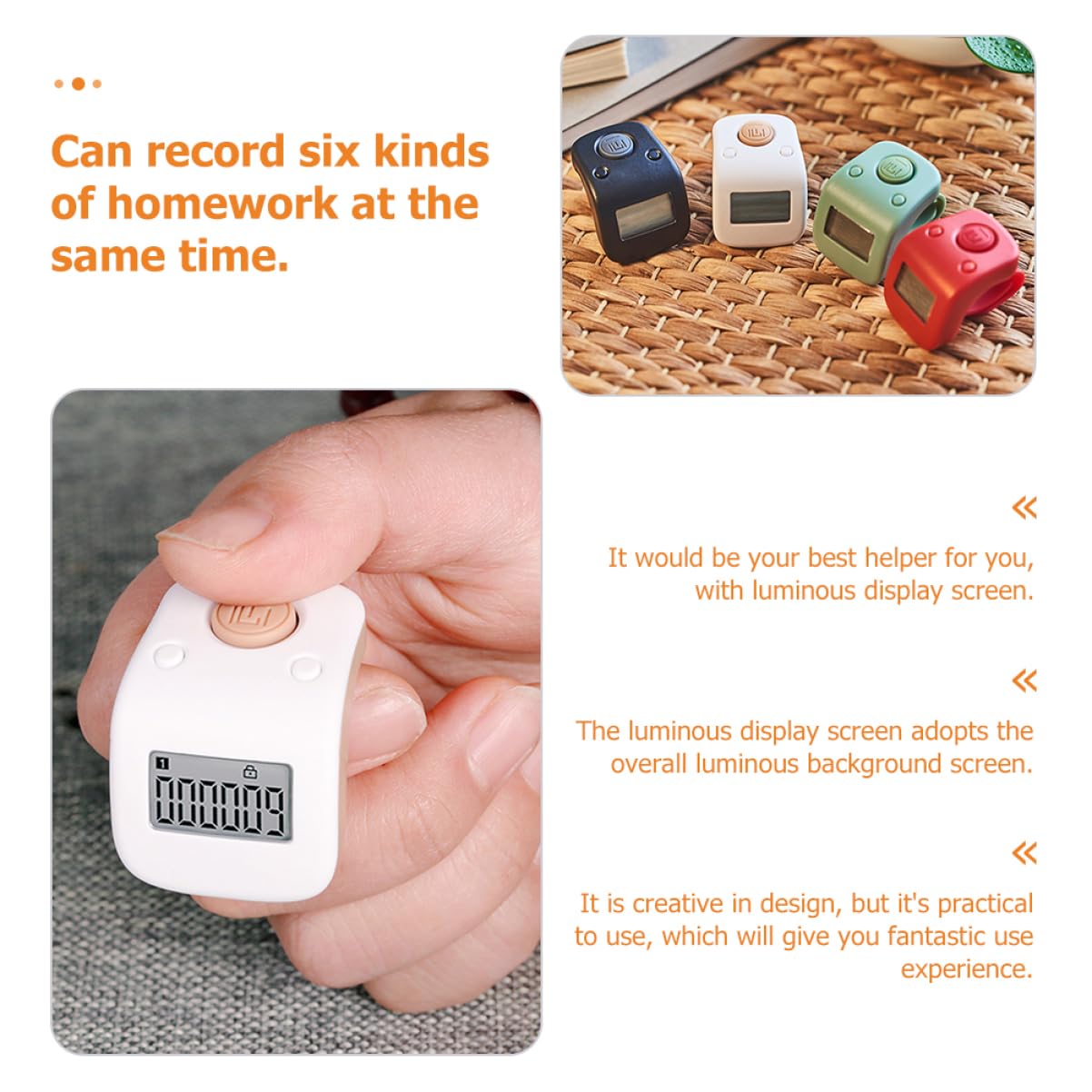 BESPORTBLE Rechargeable Counter Silent Electronic Tally Counter Ring Counting Ring for Chanting