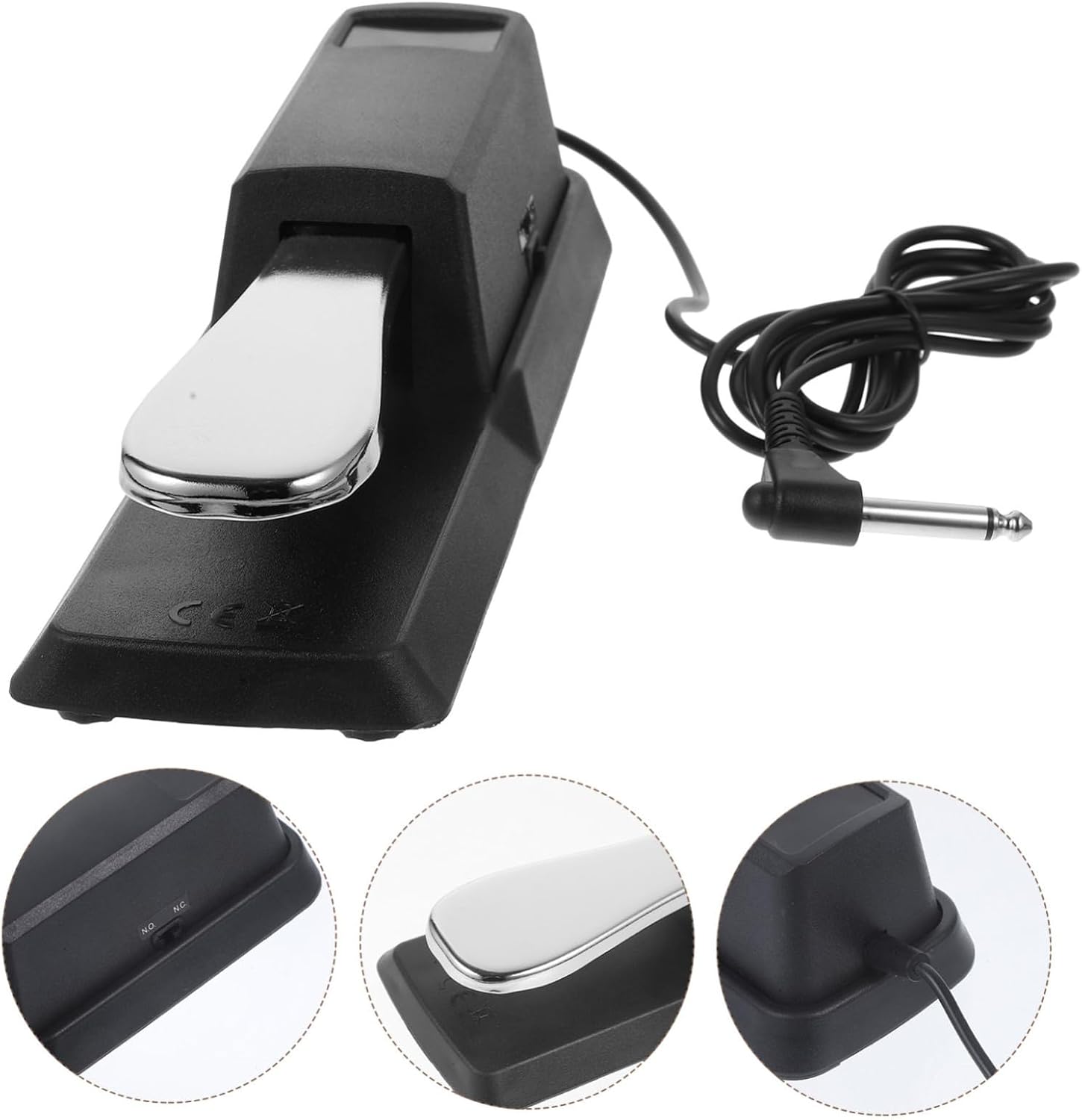 Sustain Pedal for Electronic Keyboards Universal Piano Foot Pedal Polarity Switch Compatible Digital Pianos Sturdy and Lightweight Design Style