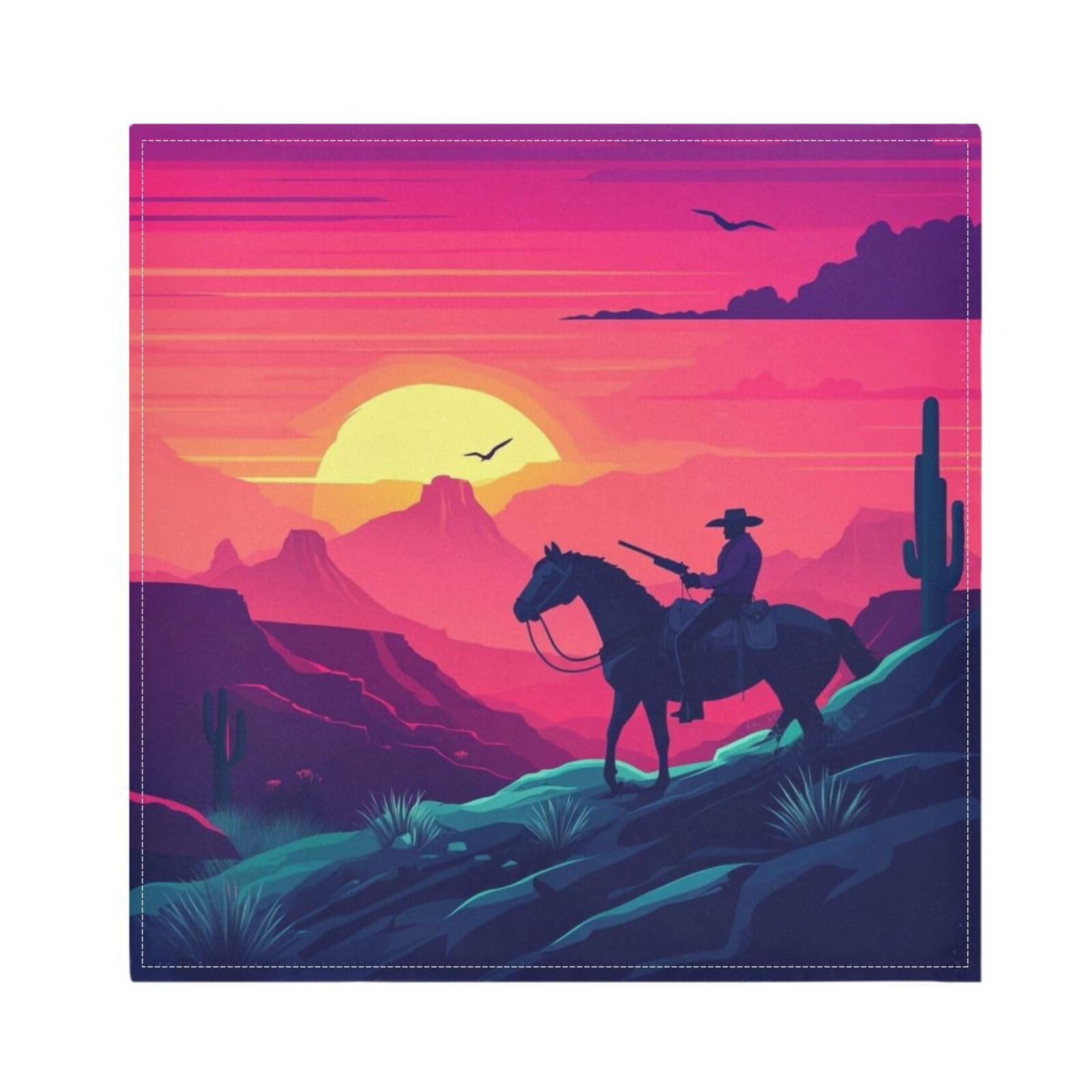 Ttgoth Cowboys Cloth Napkin Set of 4 Washable & Reusable Dinner Napkins for Dining Table, Banquets, Wedding, Party, 50x50 cm