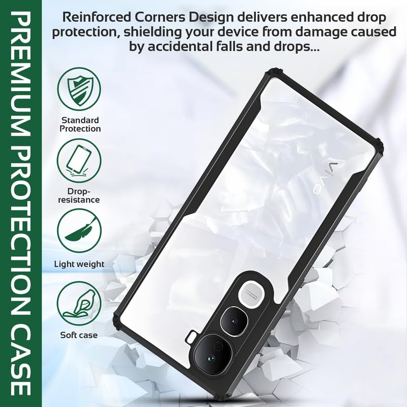 Image of AIBEX Compatible for Realme P4 5G Mobile Back Case Cover, Crystal-Clear Shockproof Bumper with Camera Guard | 360 Hybrid Protection (TPU+PC) | Anti-Yellow, Slim Transparent - Black