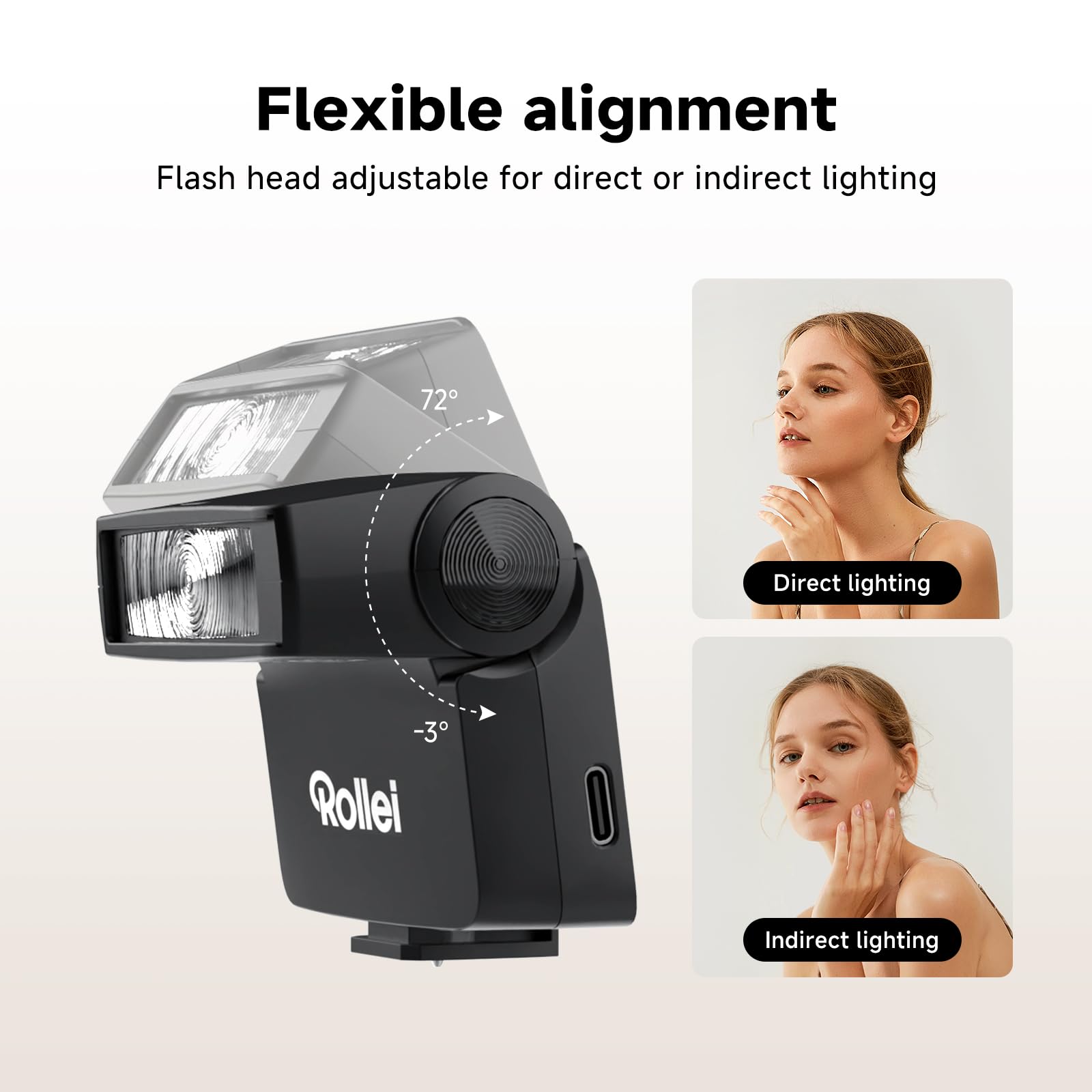 Rollei Flashy ONE Mini lampa błyskowa do aparatu fotograficznego GN 16 z wyświetlaczem LCD Czas ładowania 0,01~2,5 s, uniwersalna lampa błyskowa do aparatów fotograficznych