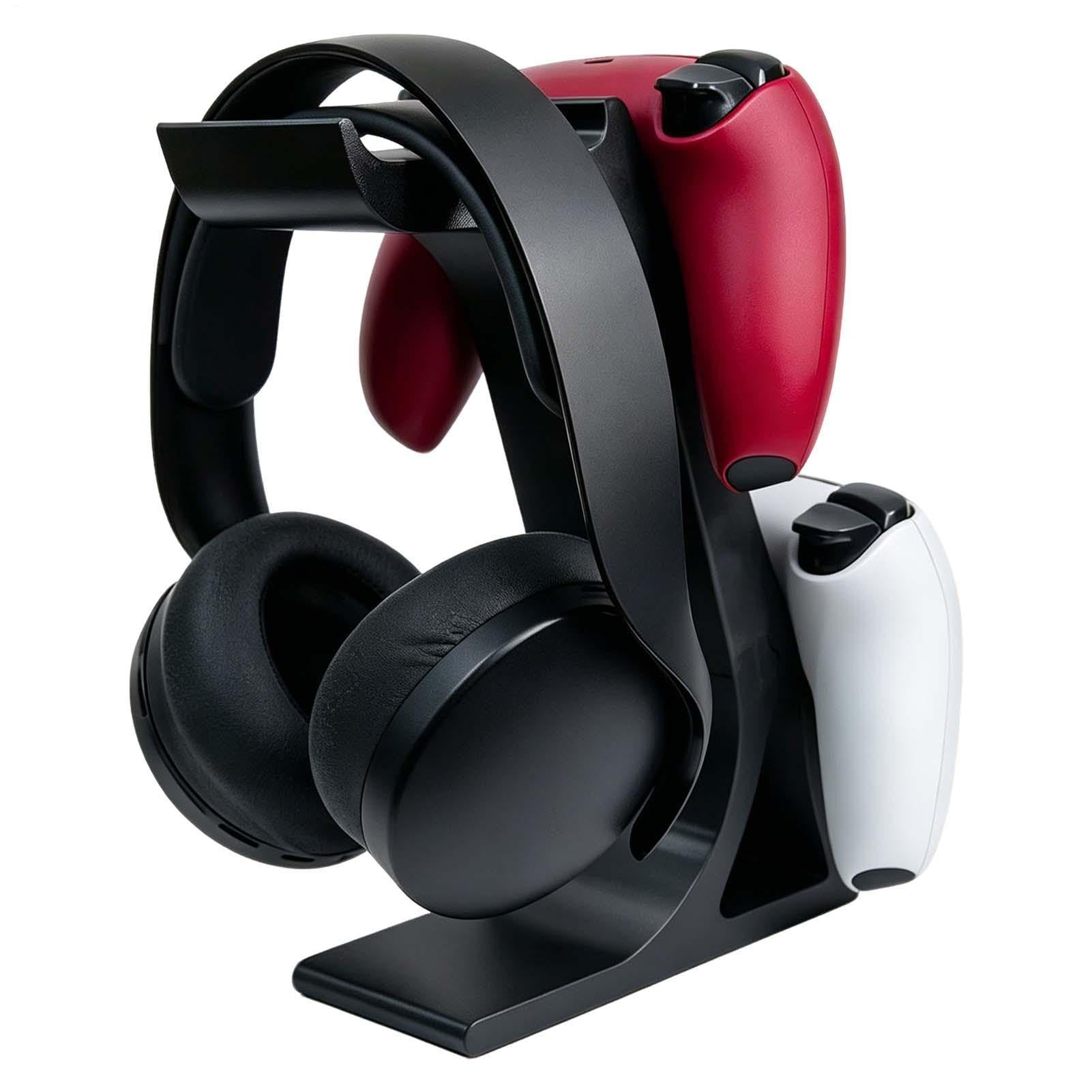 Soporte para controlador de juegos de tres niveles y base para cascos gaming de escritorio
