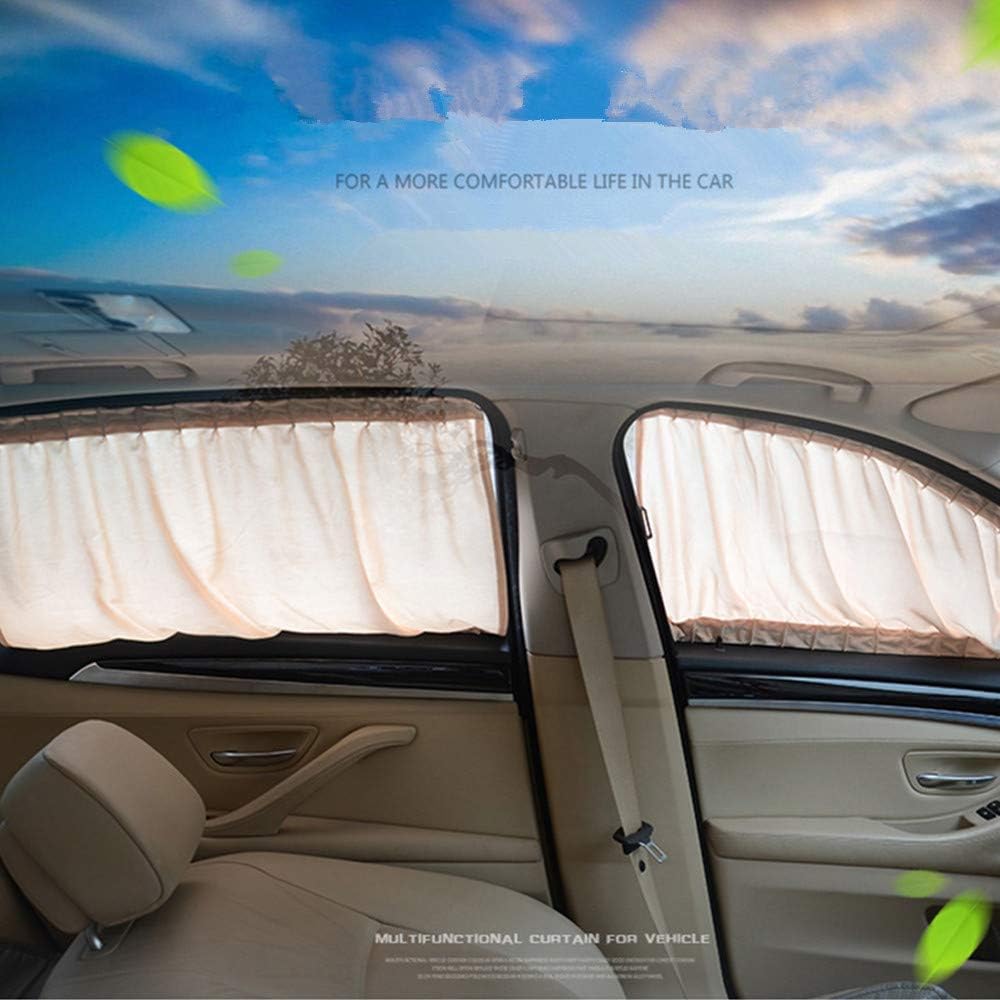 BININBOX 2X 70/50cm Auto Rear Valance UV Sunshade Drape Visor Car Side Window Curtain (Beige, 50L(19.68''X18.5''))