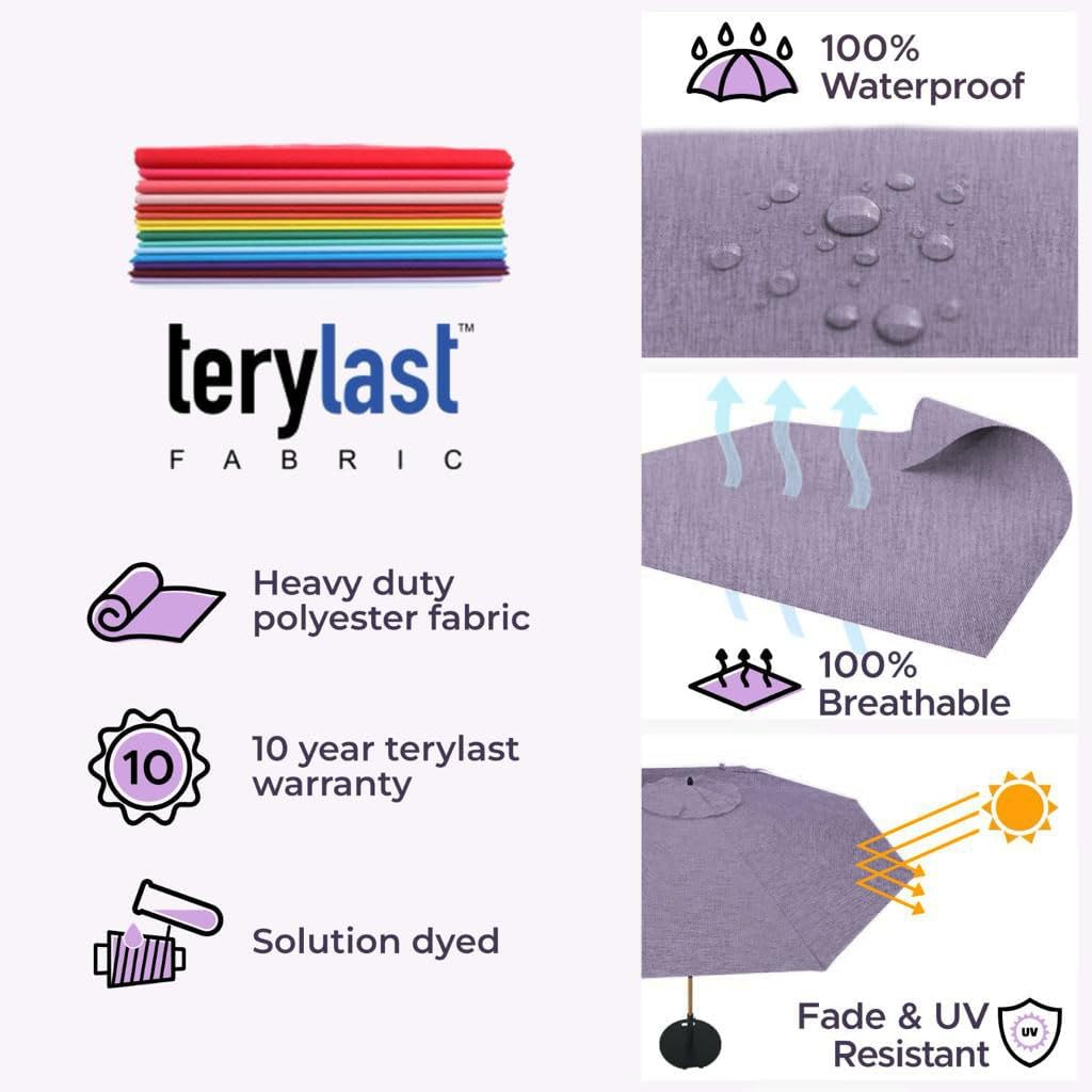 Midtown Umbrellas – The Swilt 10 Ft Patio Umbrellas with 360° Swivel & Tilt Mechanism, Fiberglass Ribs & Terylast Polyester Fabric for Backyard, Deck, Pool & Cafes - Textured Purple Canopy, White Pole