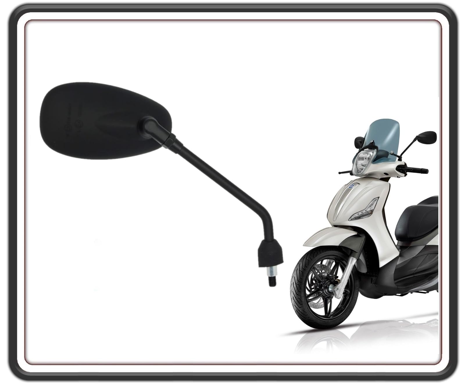 SPECCHIO SPECCHIETTO RETROVISORE NERO LATO DESTRO PER PIAGGIO BEVERLY 125 FINO AL 2015 - BEVERLY 300 DAL 2010 AL 2020 - PIAGGIO BEVERLY 350 DAL 2012 al 2021 ORIGINALE.