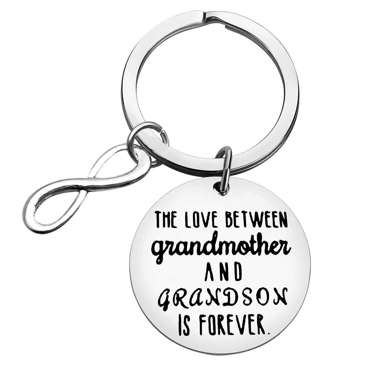 Huwujiu Silver Grandma Keyring Grandma Gifts From Grandson The Love Between Grandmother And Grandson Is Forever Keyring Mothers Day Gifts Christmas Birthday Gifts For Grandmother