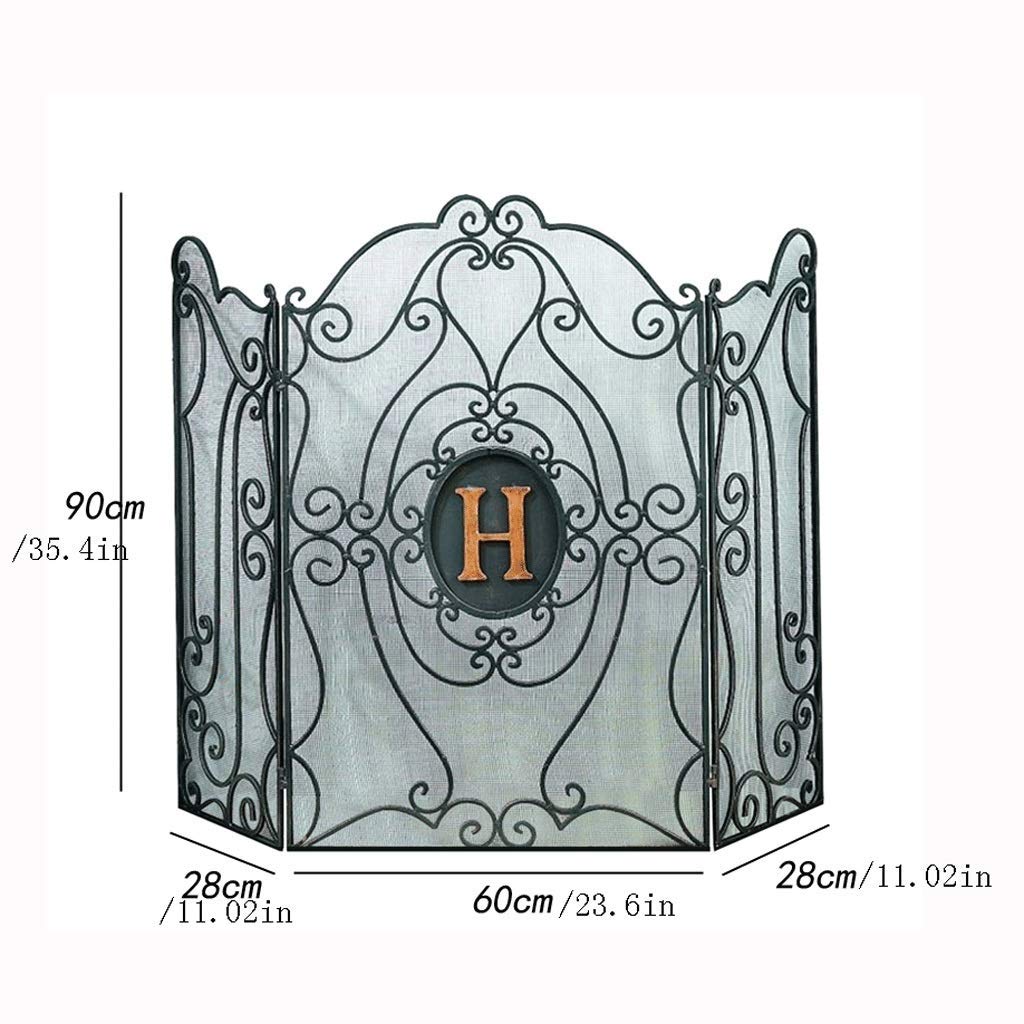 NZPOST Parascintille in Ferro per Camino, parascintille a 3 Pannelli, parascintille per Camino HXW 60 X 90 cm, CK, parascintille per Camino Dorato (Oro)
