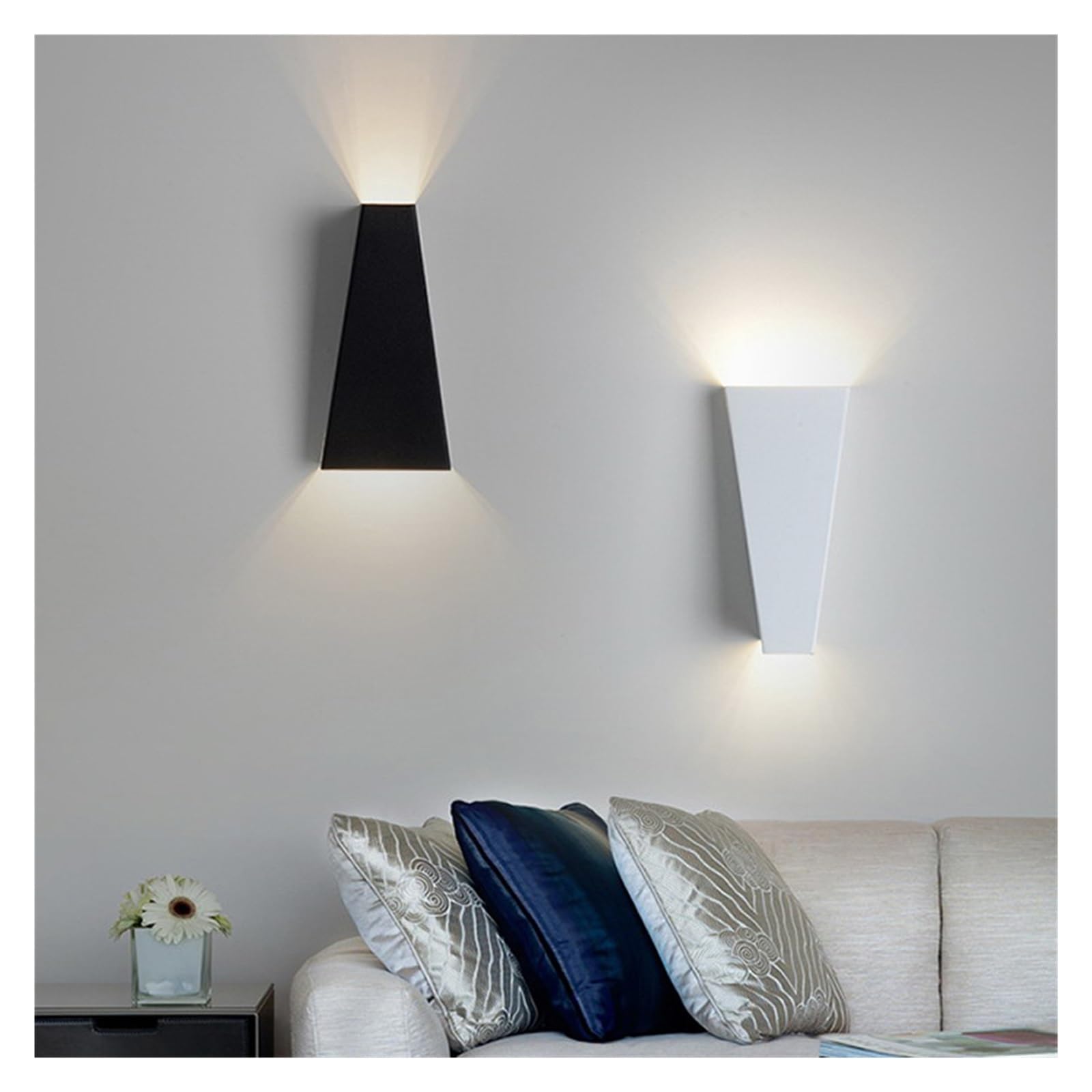 Kinkiet wewnętrzny LED Sypialnia Salon Dekoracja ścienna Światło w górę iw dół Aluminiowy kinkiet Nowoczesne kinkiety Jasne śWiatłA(Warm White,BLACK_12W)
