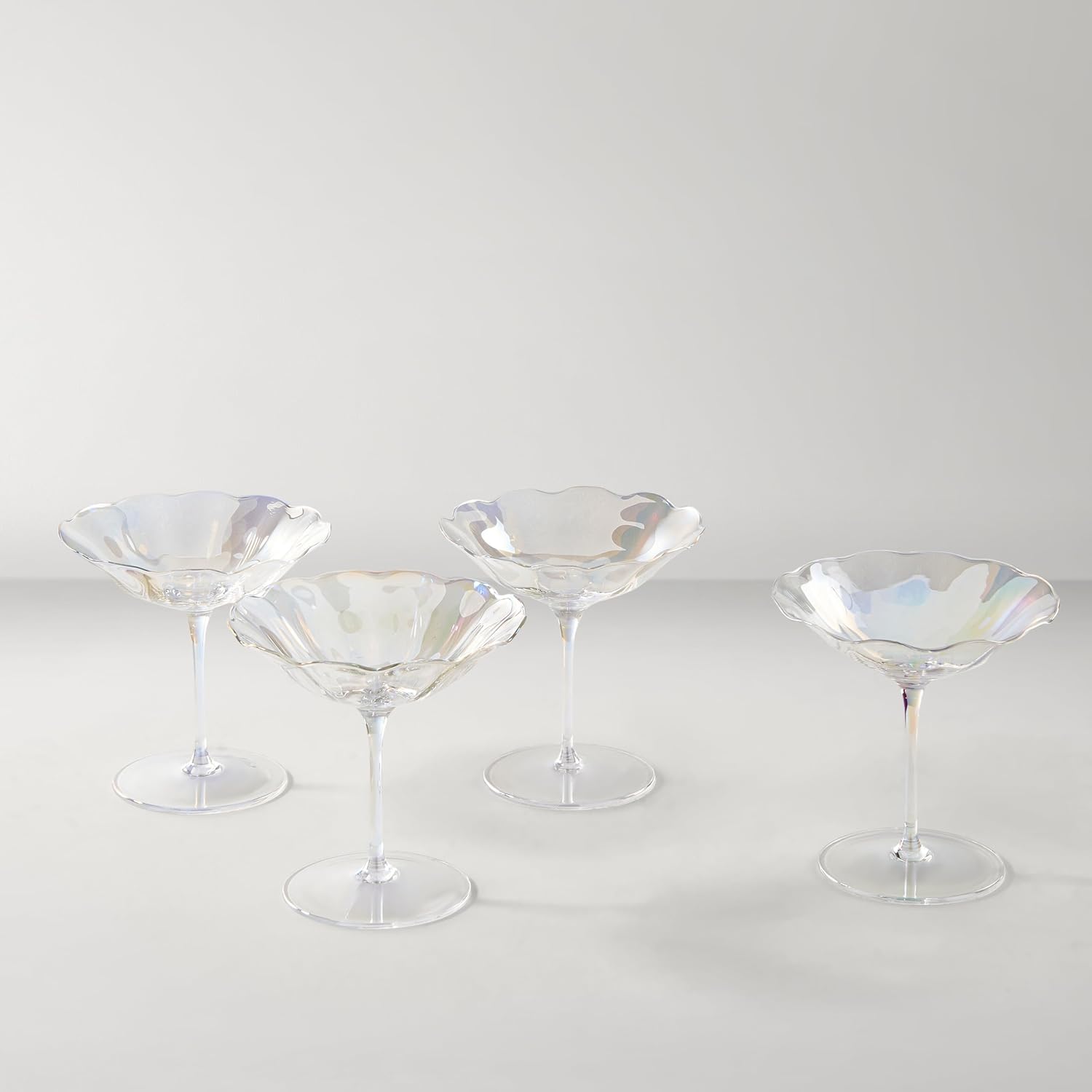 Z Gallerie Kerisma Martini Glass - Scalloped Rim Design - Iridescent Clear-Medium