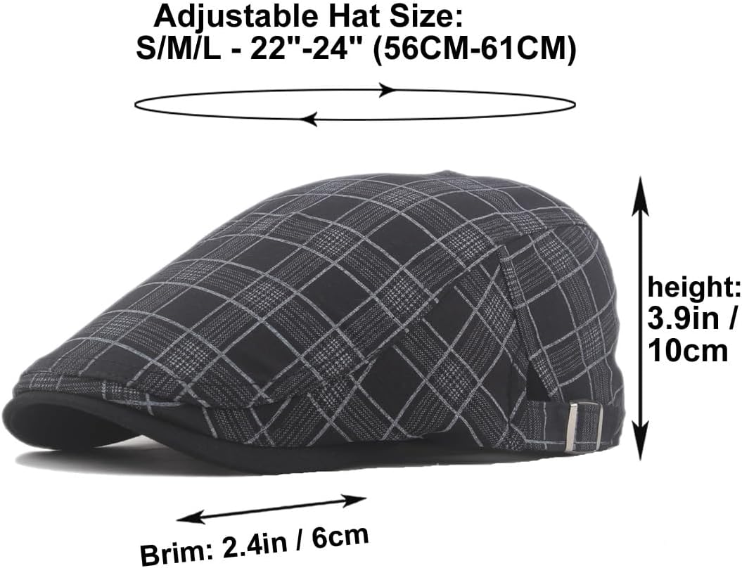 Quanhaigou Men's Cotton Flat Ivy Gatsby Newsboy Driving Hat Adjustable Irish Cabbie Ivy Driving Hunting Cap image 4