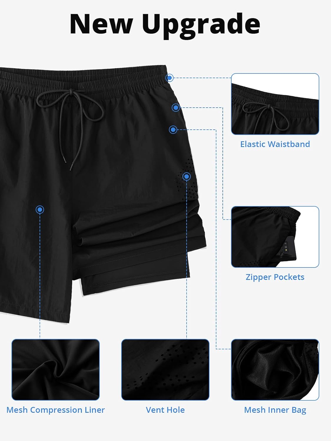Men's Swim Trunks Quick Dry Board Shorts 7'' Beach Shorts with Liner & Zipper Pockets Swimwear Bathing Suit