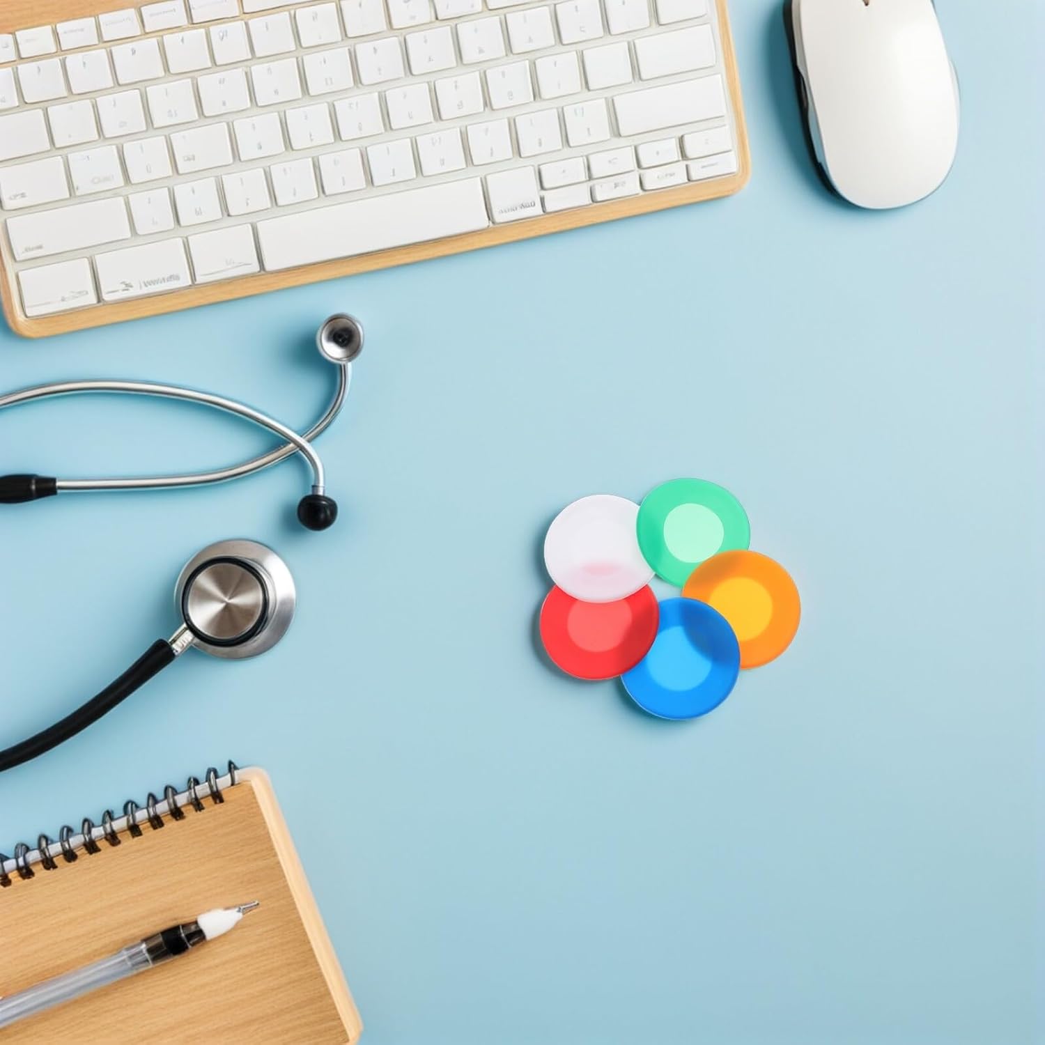 20pcs Silicone Stethoscope Covers Protective Replacement Sleeves Soft Stethoscope Parts Diaphragm Assorted Colors for Healthcare Use