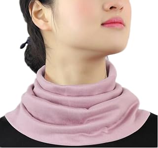 Women Silk Cashmere Neck Gaiter Autumn Winter Warmth Knitted Neck Scarf (One Size, Pink B)