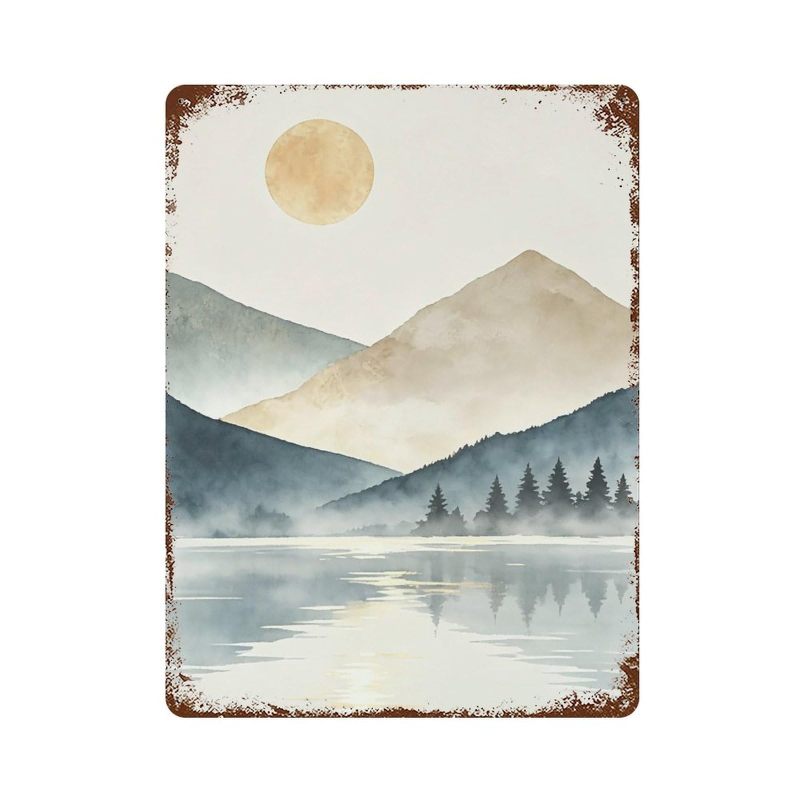 Wujhgrsg Style Oriental Mountain And River Scenery (1) Wall Art Retro Iron Vintage Metal Tin Sign Poster Modern Decor For Home Cofffee Club Bar Shop 40X30cm