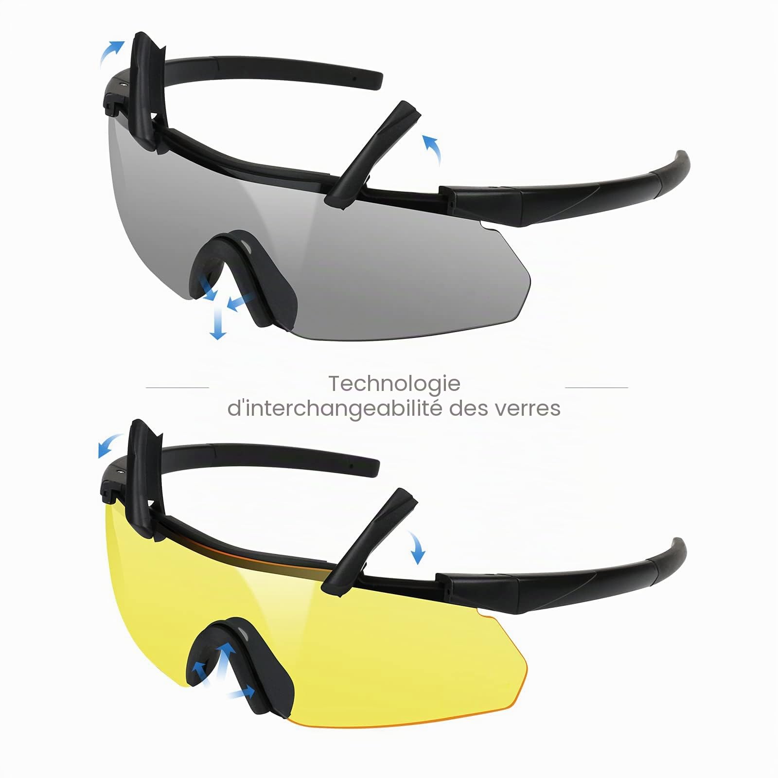 Feyachi Lunettes de sécurité, lunettes de tir tactiques avec 3 verres interchangeables, lunettes de soleil de sécurité, lunettes de cyclisme transparentes, résistantes aux chocs pour le travail, la