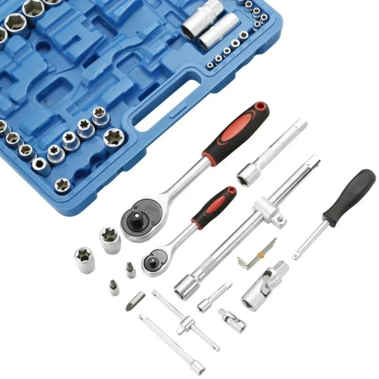 Maletín herramientas multiusos Juego De Herramientas Mecánicas 108 Uds. Llave De Trinquete De 6 Puntos Adaptador De Enchufe De Punta Hexagonal Llave Dinamométrica De Cabeza