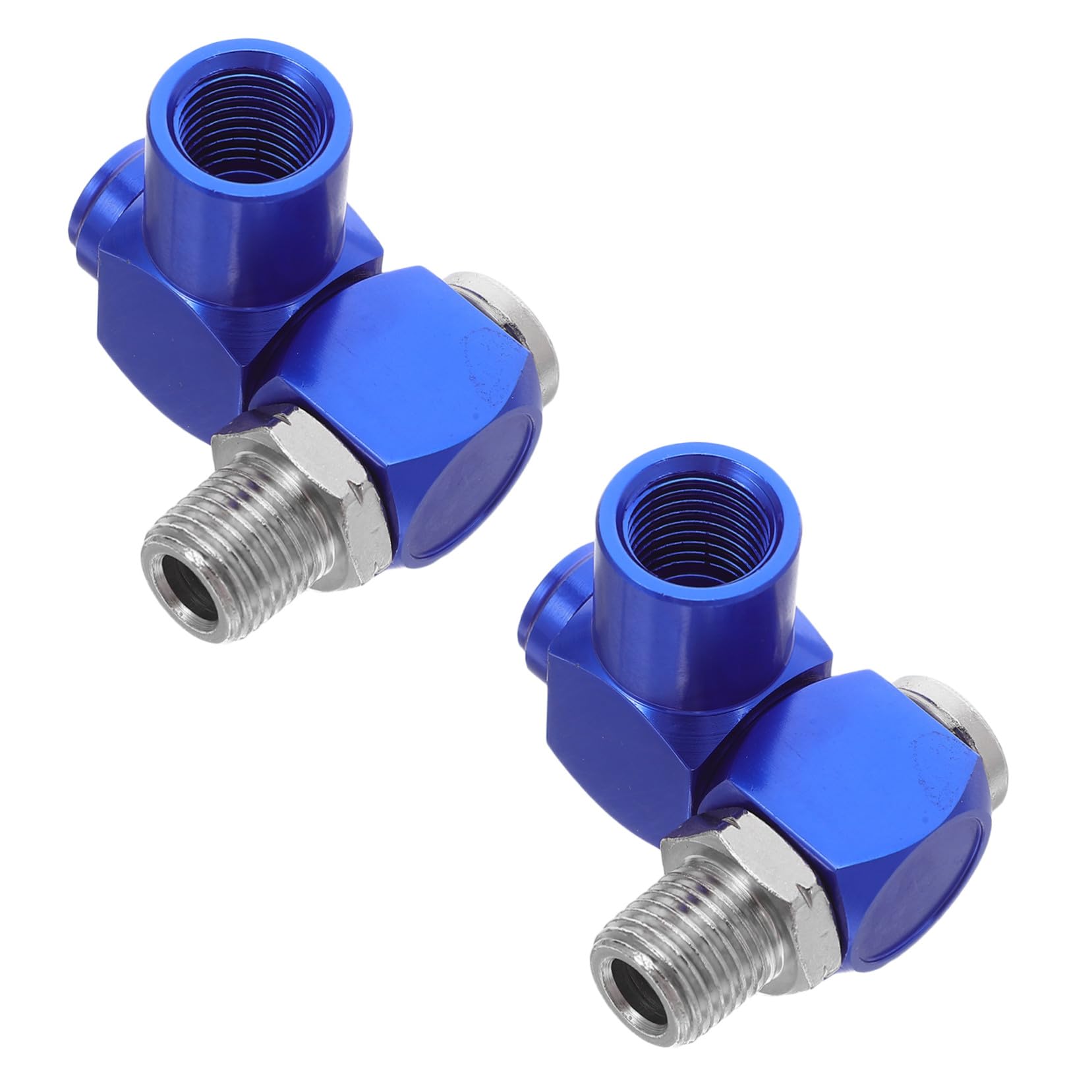 Conector de manguera de aire 1/4 Npt rápido azul giratorio de aluminio 2 unidades