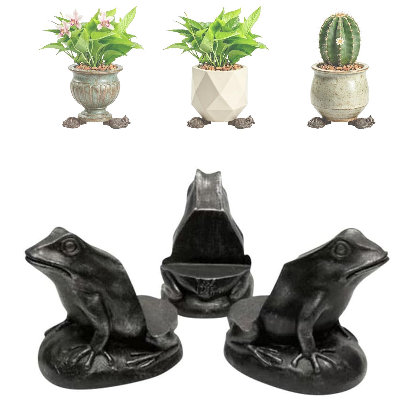 3pcs Resin Small Animal Shape Flower Pot Feet Stand, Mini Pot Feet Animal Shape Flower Pots Stand, Risers & Lifters for Terracotta & Other Pots for All Indoor and Outdoor Plants (#E) — image 1