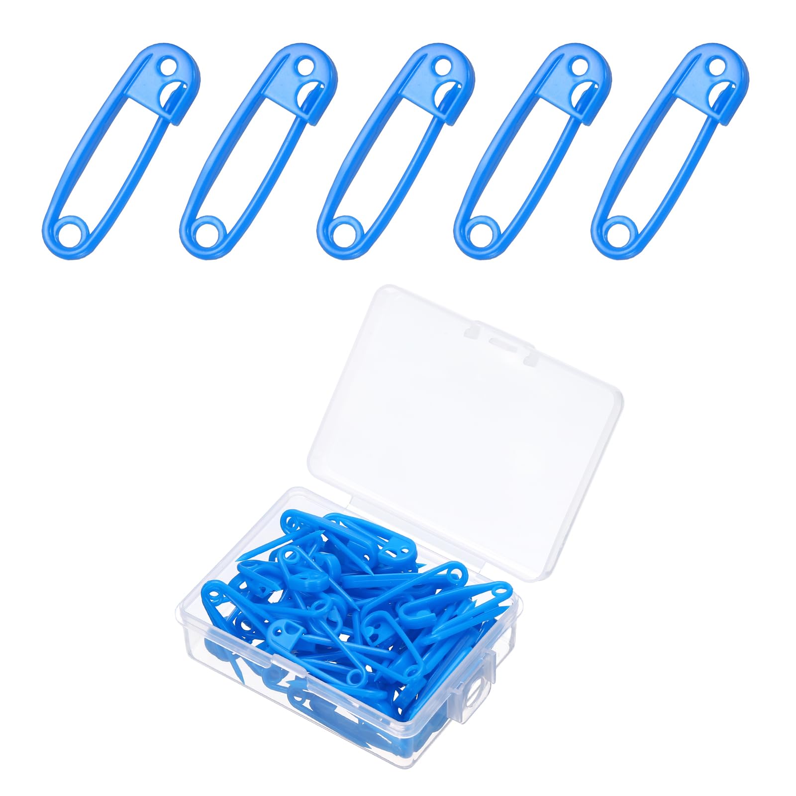 PATIKIL 50PCS Plastic Safety Pins, 1.1" Knitting Markers Crochet Clip Sewing Pin Colored Clothing Tag Bulk Small for Weave Counting Locking-Stiches Counter Clothes Hat Label, Blue