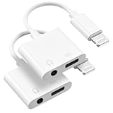&lbrack;Apple MFi Certified&rsqb; 2 Pack Lightning to 3&period;5mm Headphone Jack Adapter&comma; 2 in 1 Headphone Adapter Aux Audio and Charger Adapter Dongle Cable Splitter Compatible with iPhone14&sol;13&sol;12&sol;11&sol;XS&sol;XR
