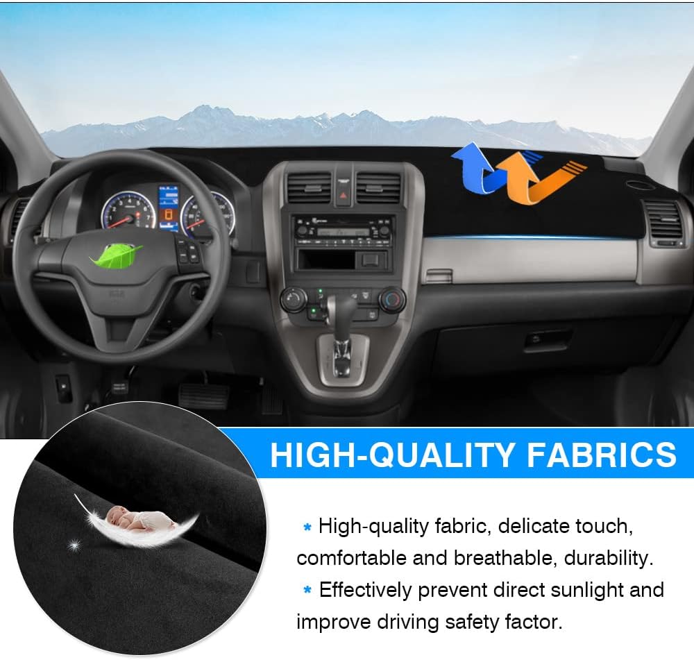 Autorder Dashboard Cover Mat for Honda CRV 2007-2011 Accessories Dash Cover Flannel Dash Mat Sunshade Glare UV Rays Protector (Without HUD)