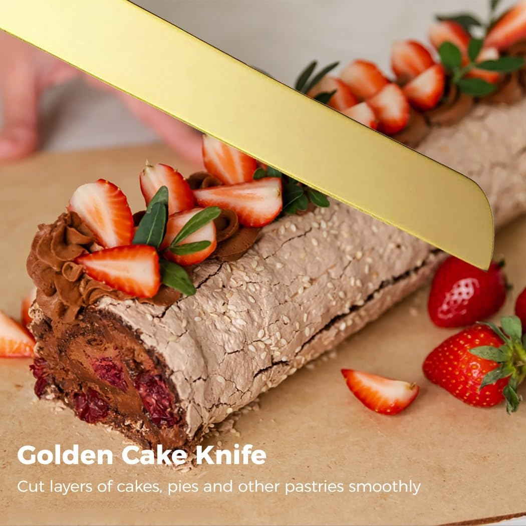 Stainless Steel Cake Cutter and Server Set, Ergonomic Handle Pie Lifter for Events, Weddings, Parties, Pastry Serving Tool