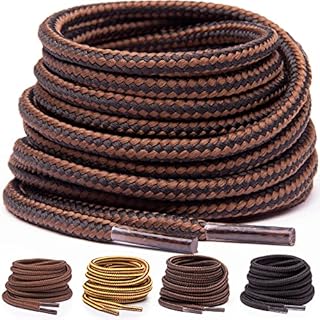 Miscly Round Boot Laces [1 Pair] Heavy Duty and Durable Shoelaces for Boots, Work Boots & Hiking Shoes (54″, Black - Brown Combo)