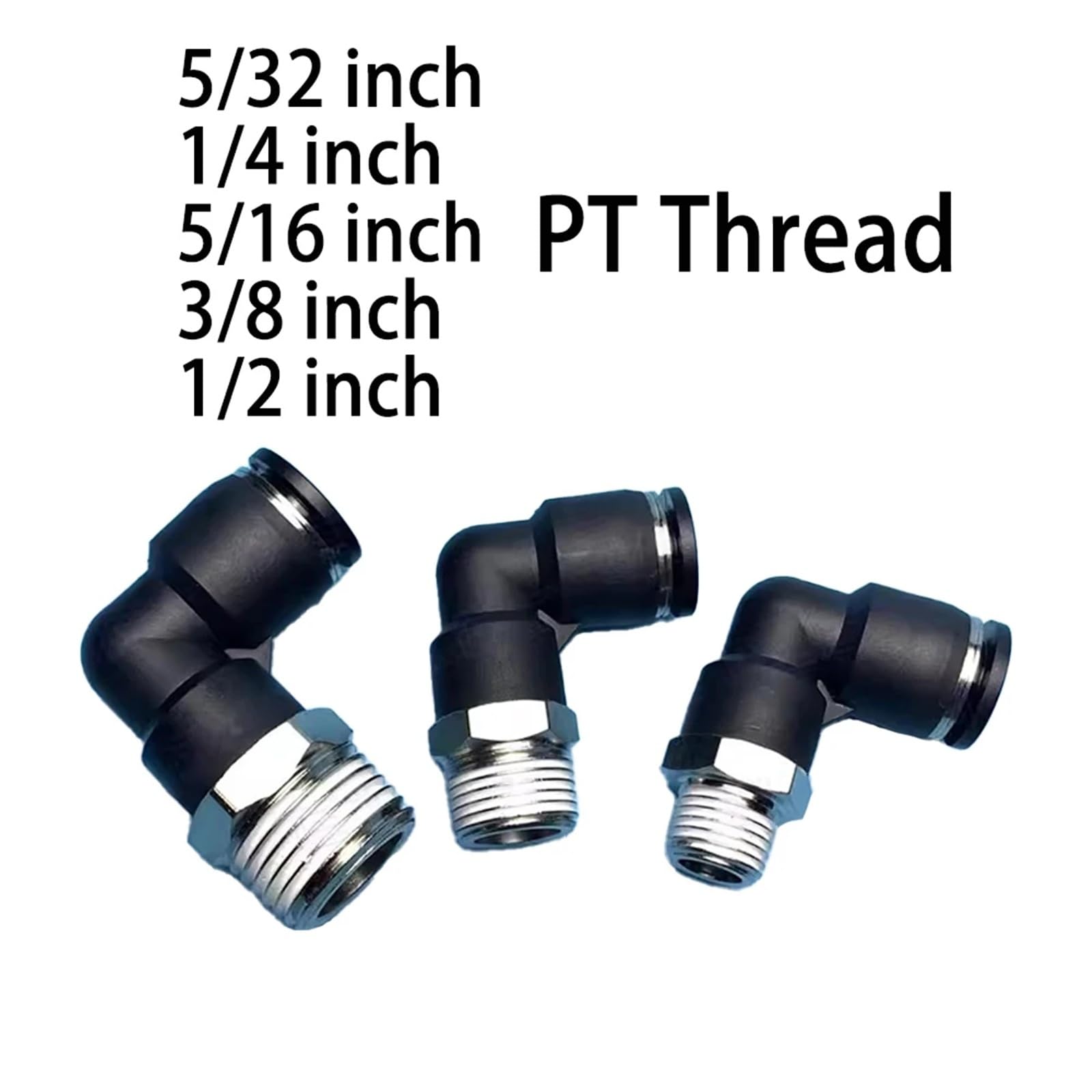 Tubo de aire neumático de conector rápido en pulgadas, 1/4 "0.8 cm, 3/8 "1.3 cm, rosca PL 1/8 1/2 PL1/4-02/03, 1 unidad (PL 3l8-PT1l8)