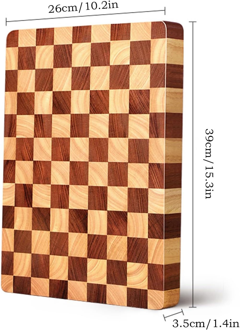 Cutting Boards For Kitchen Reversible Checkered Chopping Board Acacia Wood Thicken Butcher Block Serving Tray For Prep & Presentation(15.3 x 10.2 x 1.4in)