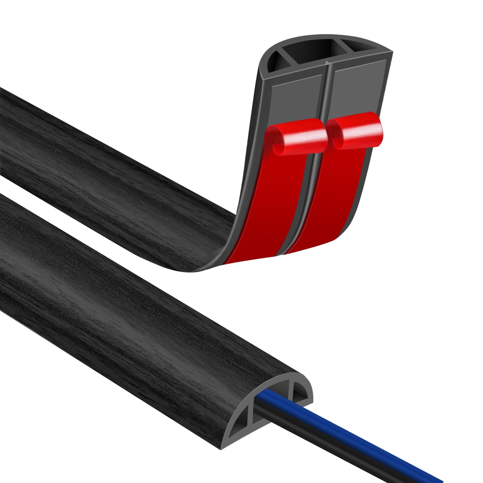Canaletas para Cables Adhesivas, Madera Pasacables Suelo Goma, Canaleta Cables, para Uso en Oficinas, Escuela, Almacén, Conciertos, Etc, para Proteger Los Cables Evitar Riesgos deTropiezo — view 9