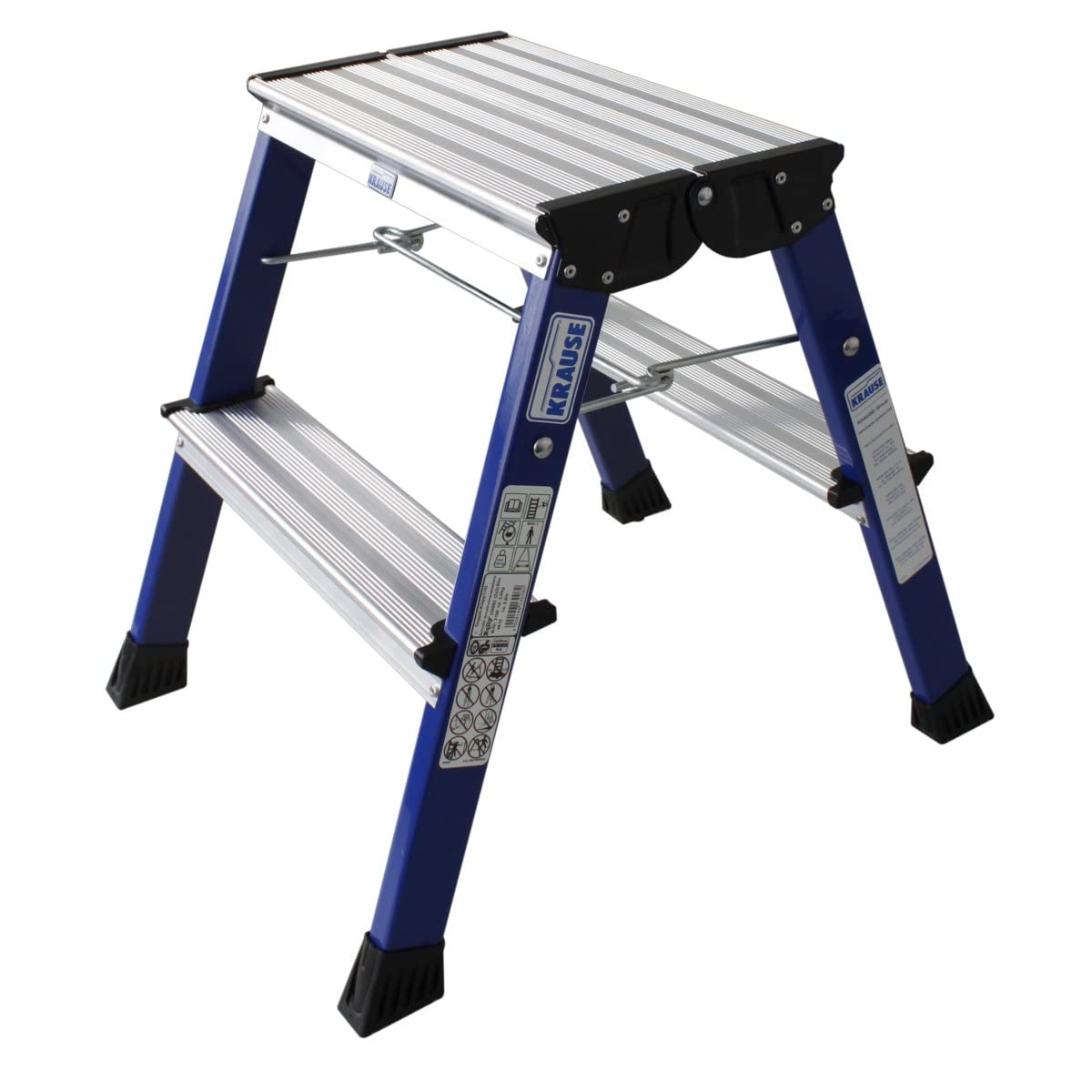 Krause 130082 Aluminium Doppel-Klapptritt klappbar Arbeitshöhe (max.): 2.45 m Blau 1.7 kg