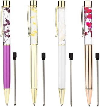 Amazon ボールペン ハーバリウム 高級ボールペンおしゃれプレゼントかわいい 女性 記念品 お祝い 誕生日など 文房具 ゴールド ローズゴールド ホワイト 紫 四色 文房具 オフィス用品 文房具 オフィス用品