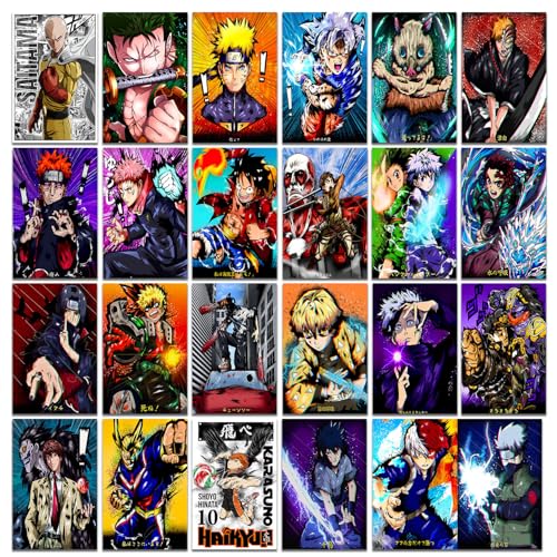 Image of VEENSHI Set of 24 Mix Anime Wall Posters - HDR With Glossy Shine, 300 GSM (Size: 9x6 Inch)