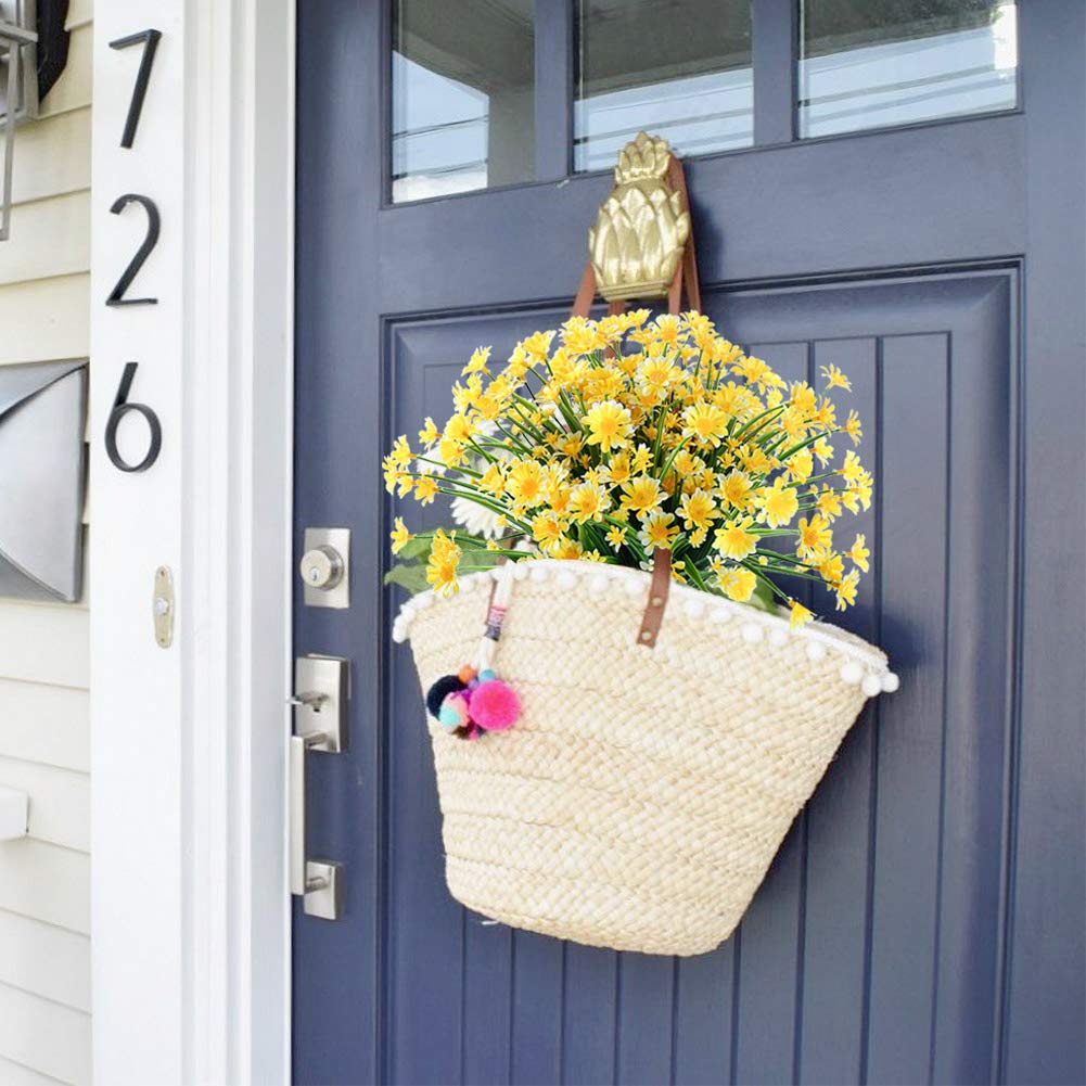 GREENRAIN 24 Bündel künstliche Gänseblümchen, für den Außenbereich, künstliche Blumen für Dekoration, kein Verblassen, Kunststoff, Blume, Garten, Veranda, Fensterkasten, Dekor (gelb)