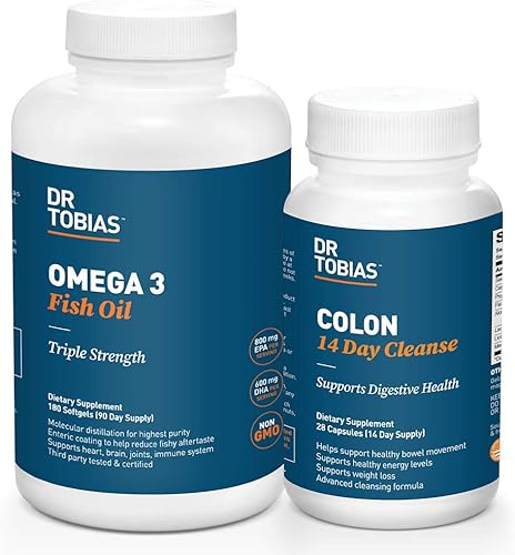 Dr. Tobias Aceite de pescado Omega 3 y limpieza de colon de 14 días para mejorar la digestión y la salud general