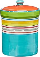 Vista 3 de Mariachi 4-Piece Ceramic Kitchen Canister Set – Airtight Colorful Striped Storage Jars with Lids, 24 to 128 oz for Flour, Sugar, Coffee, Snacks &