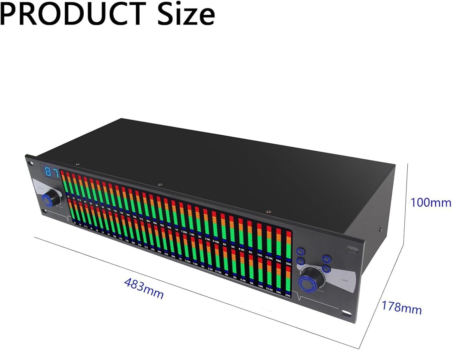 Stereo Audio Equalizer,31-Band Stereo Graphic EQ, with 10 Preset Effects and Low/mid/Treble Adjustment for Recording Studio