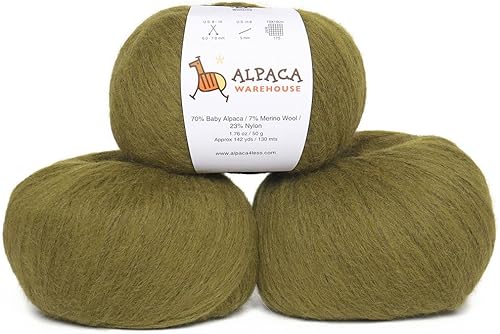 Pullu - Juego de 3 madejas de hilo de lana de alpaca bebé y merino (150 gramos) de peso worsted - Procedencia directa de Perú - Celestialmente suave